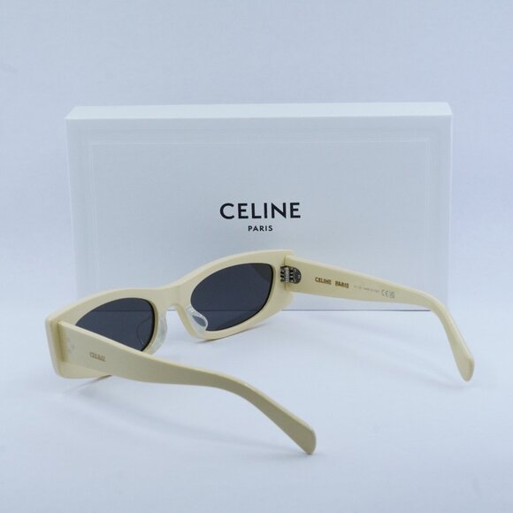 Celine CL40245U 39A Rectangle Sunglasses - Shiny Butter/Smoke - Picture 12 of 13